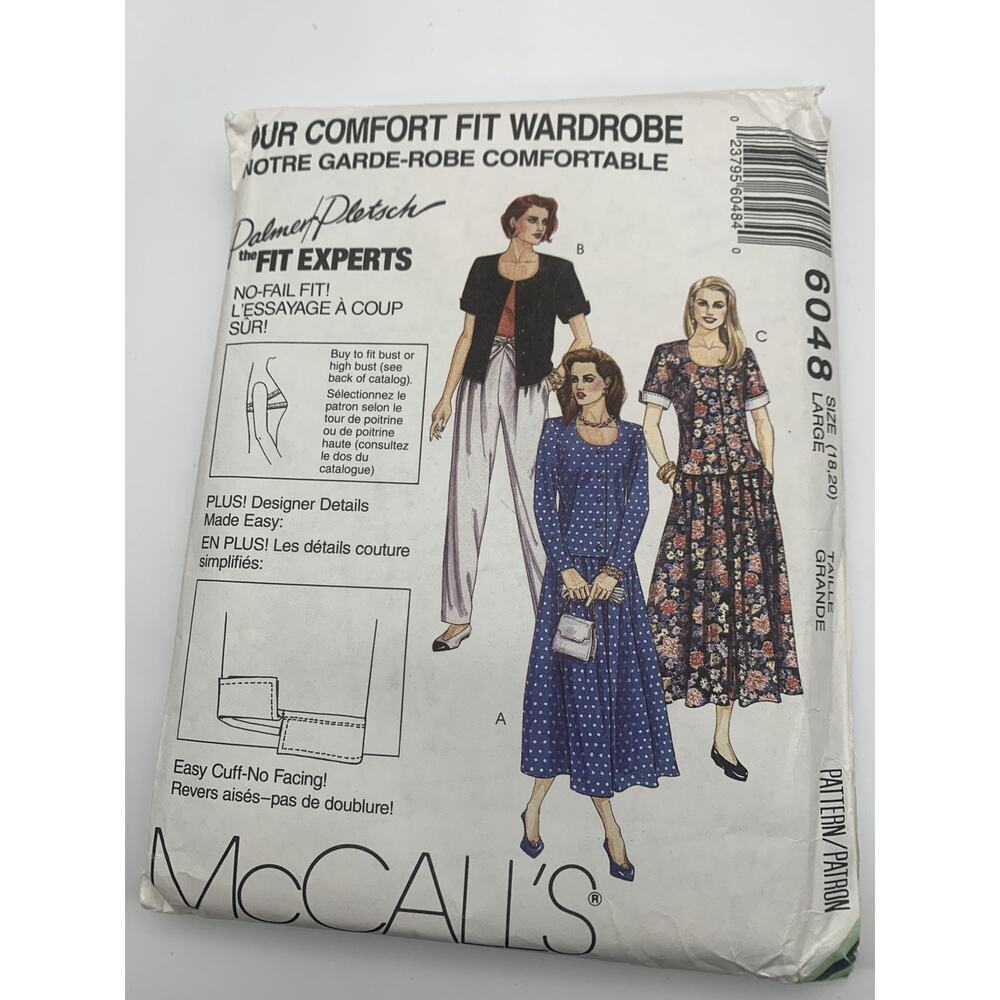 Vintage 90’s McCalls Pattern 6048 Pants Skirt Jacket 3 Variations Sizes 18-20